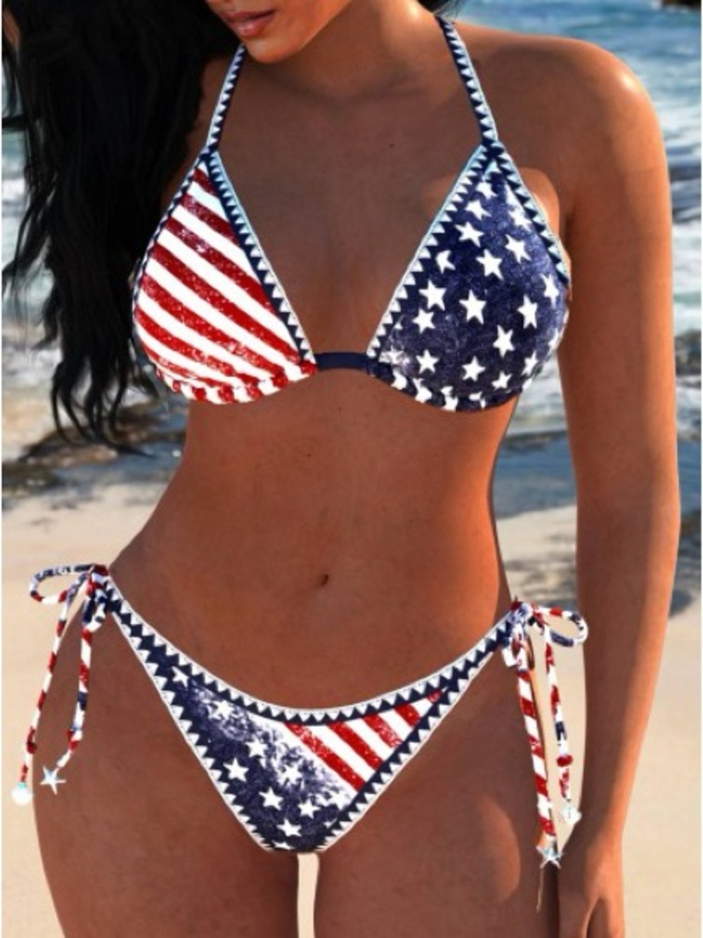 American Flag Navy Tie Bikini Set